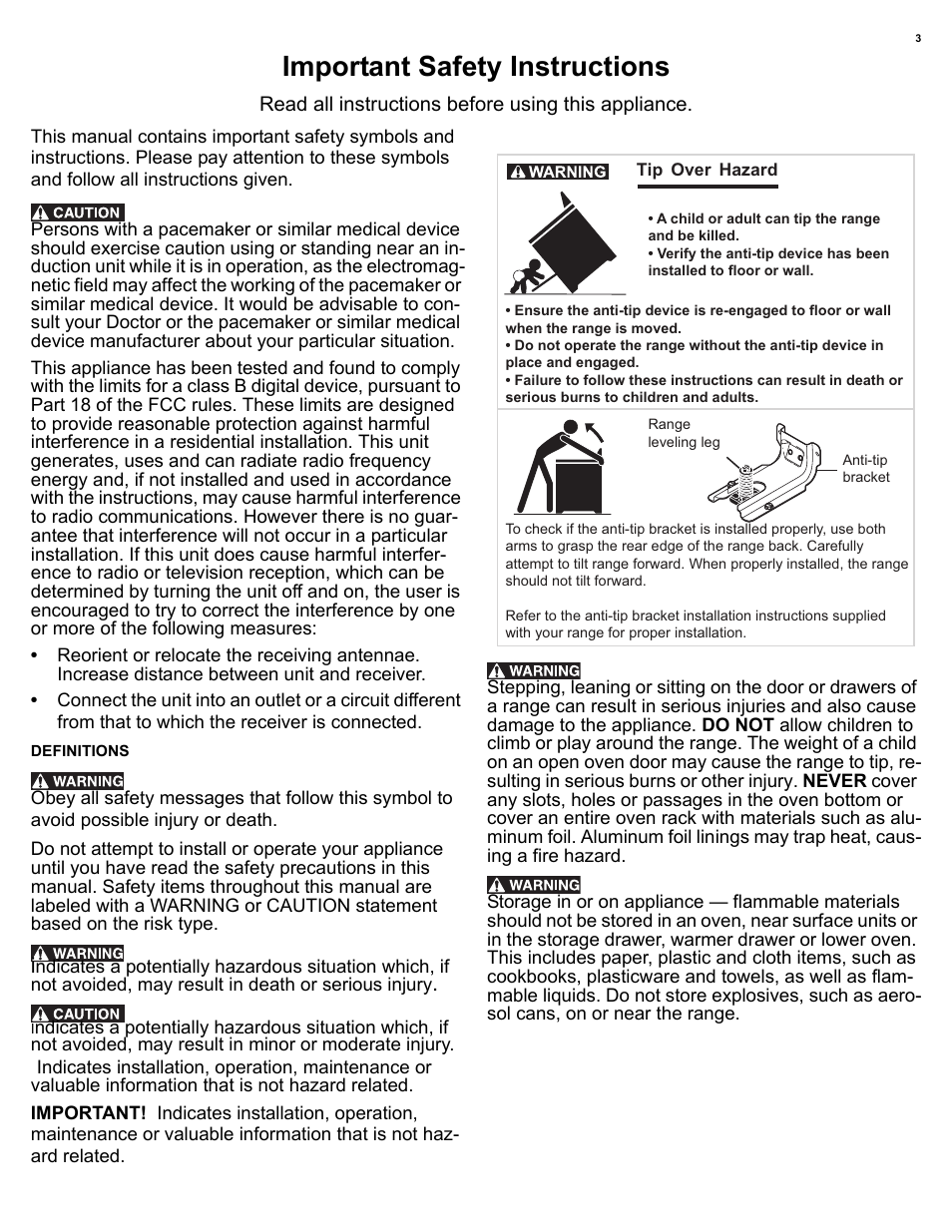 Important safety instructions | Electrolux EI30IF40LS User Manual | Page 3 / 47