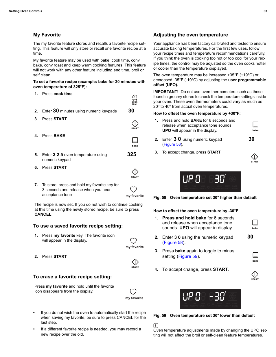My favorite, Adjusting the oven temperature | Electrolux EI30IF40LS User Manual | Page 33 / 47