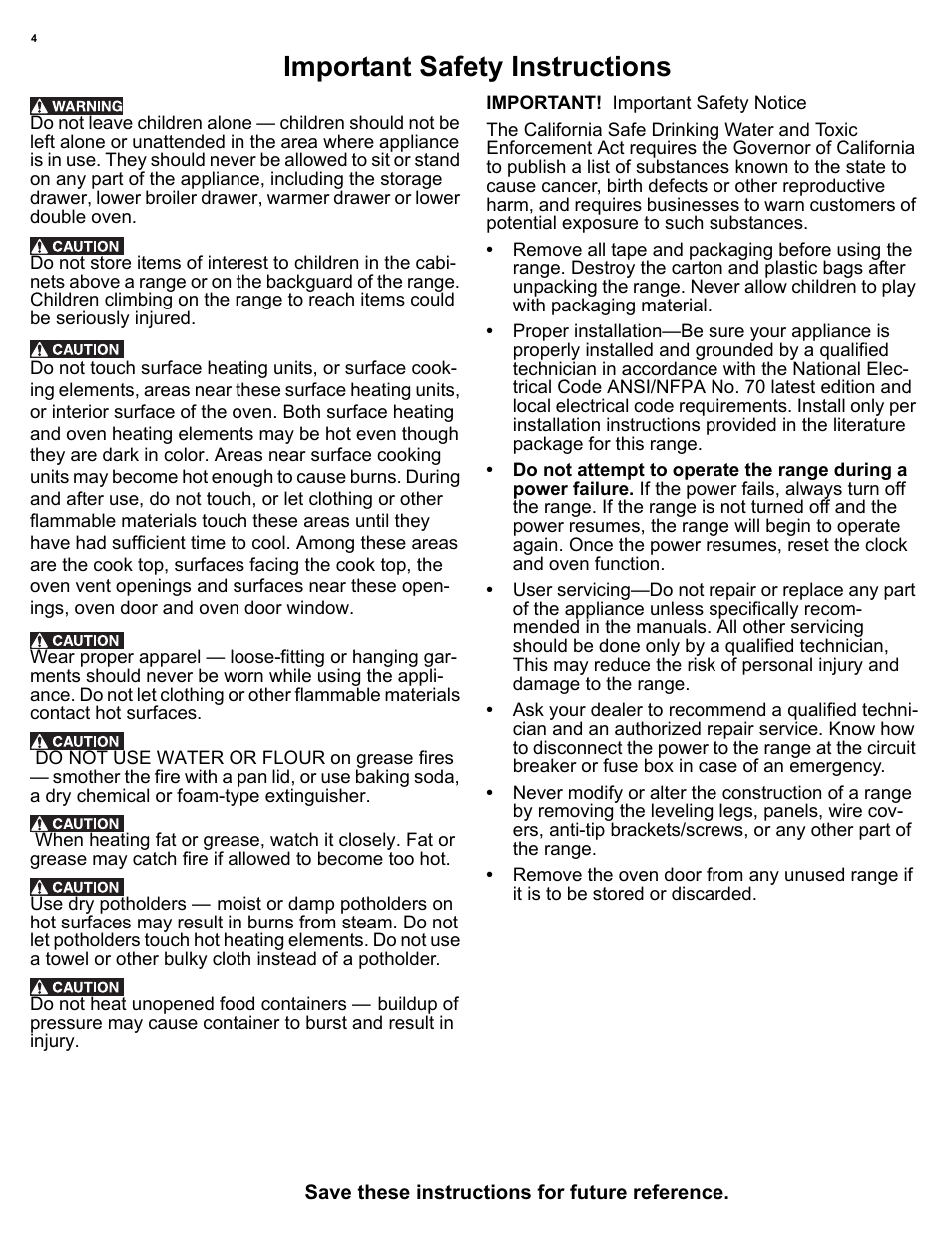 Important safety instructions | Electrolux EI30IF40LS User Manual | Page 4 / 47