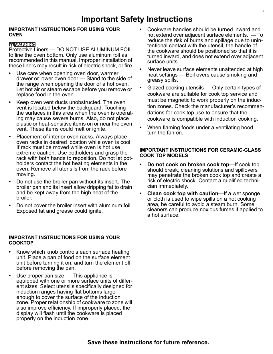 Important safety instructions | Electrolux EI30IF40LS User Manual | Page 5 / 47