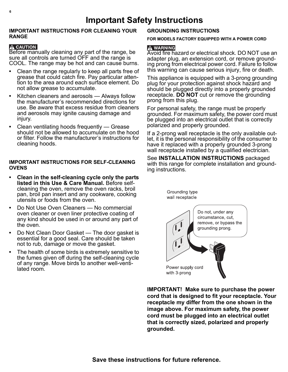 Important safety instructions | Electrolux EI30IF40LS User Manual | Page 6 / 47