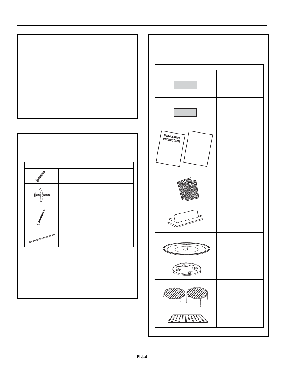 Parts included, Hardware packet, Additional parts | Electrolux EI30BM60MS User Manual | Page 4 / 72