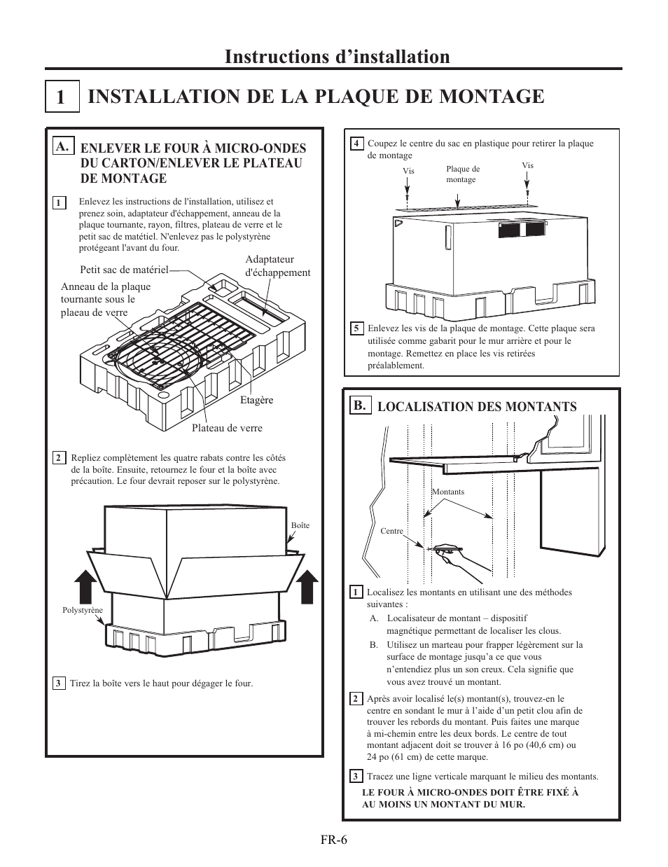 Localisation des montants b | Electrolux EI30BM60MS User Manual | Page 54 / 72
