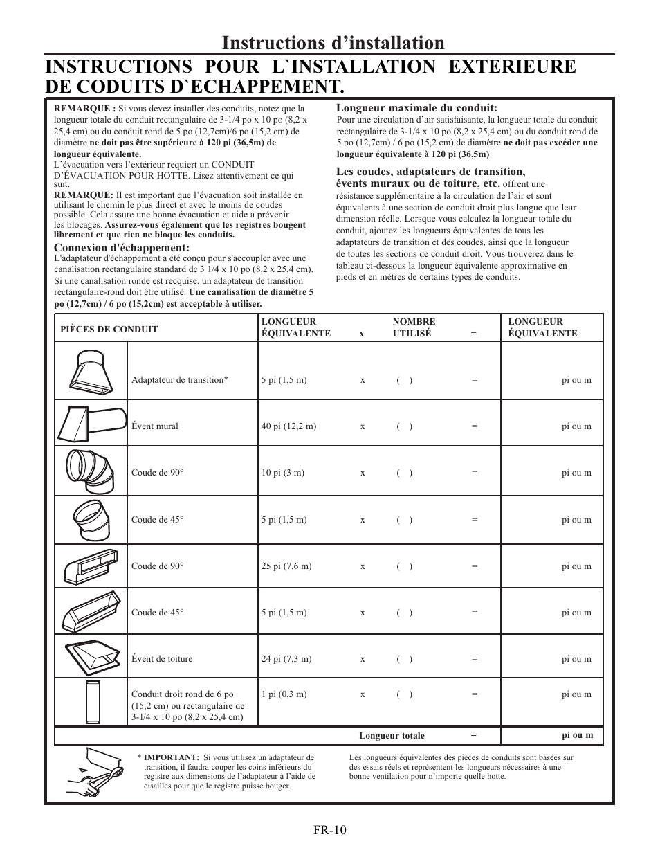 Instructions d’installation, Fr-10 | Electrolux EI30BM60MS User Manual | Page 58 / 72