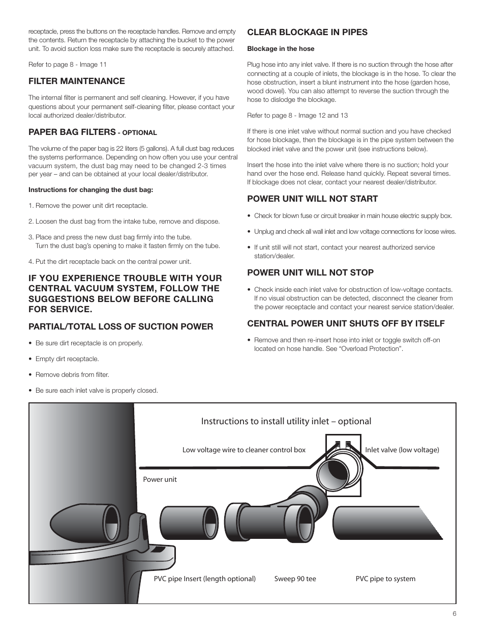 Instructions to install utility inlet – optional | Electrolux ZCV910 User Manual | Page 6 / 24