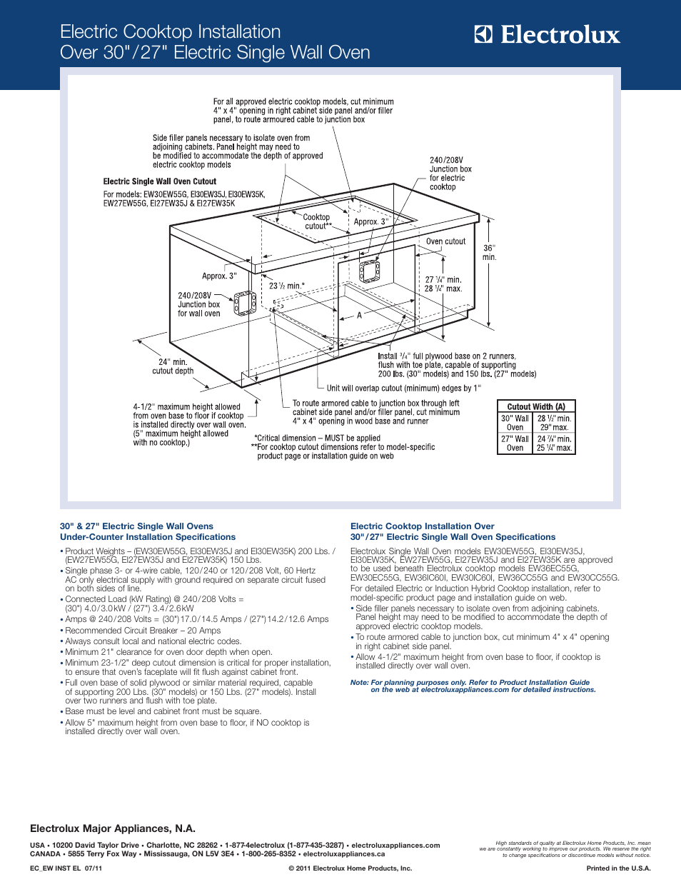 Electrolux major appliances, n.a | Electrolux EI27EW35KW User Manual | Page 3 / 10