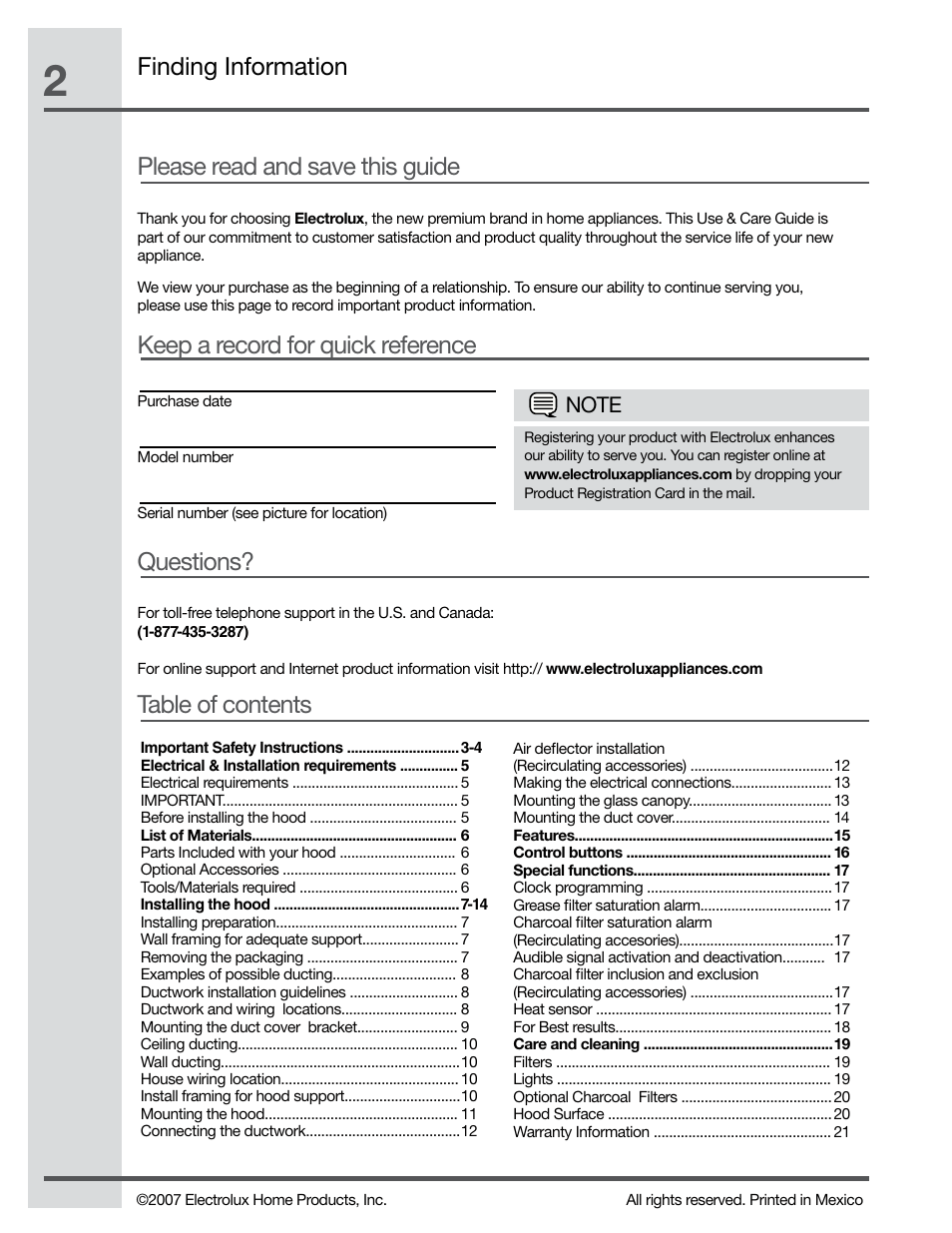 Electrolux RH30WC60GS User Manual | Page 2 / 22
