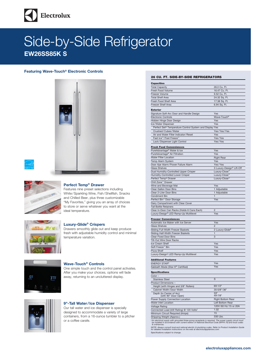 Electrolux EW26SS85KS User Manual | 3 pages