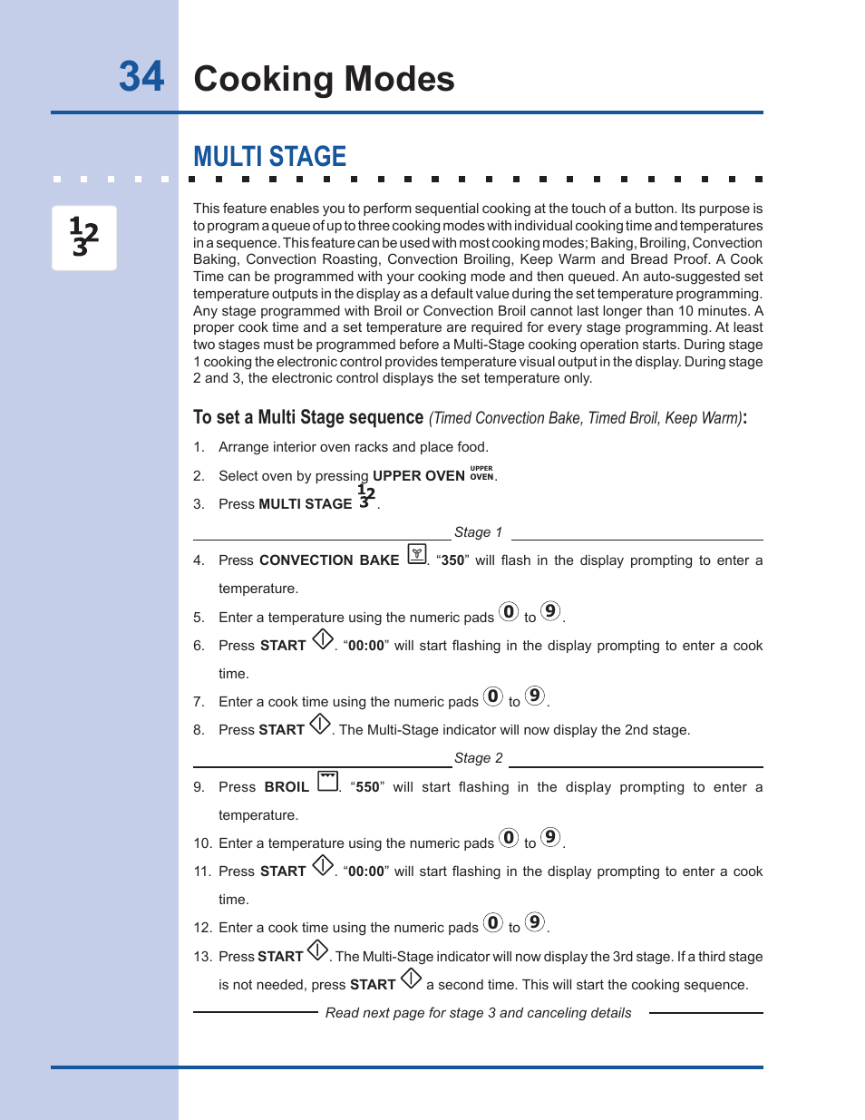 Cooking modes, Multi stage | Electrolux EW30DS65GS User Manual | Page 34 / 52