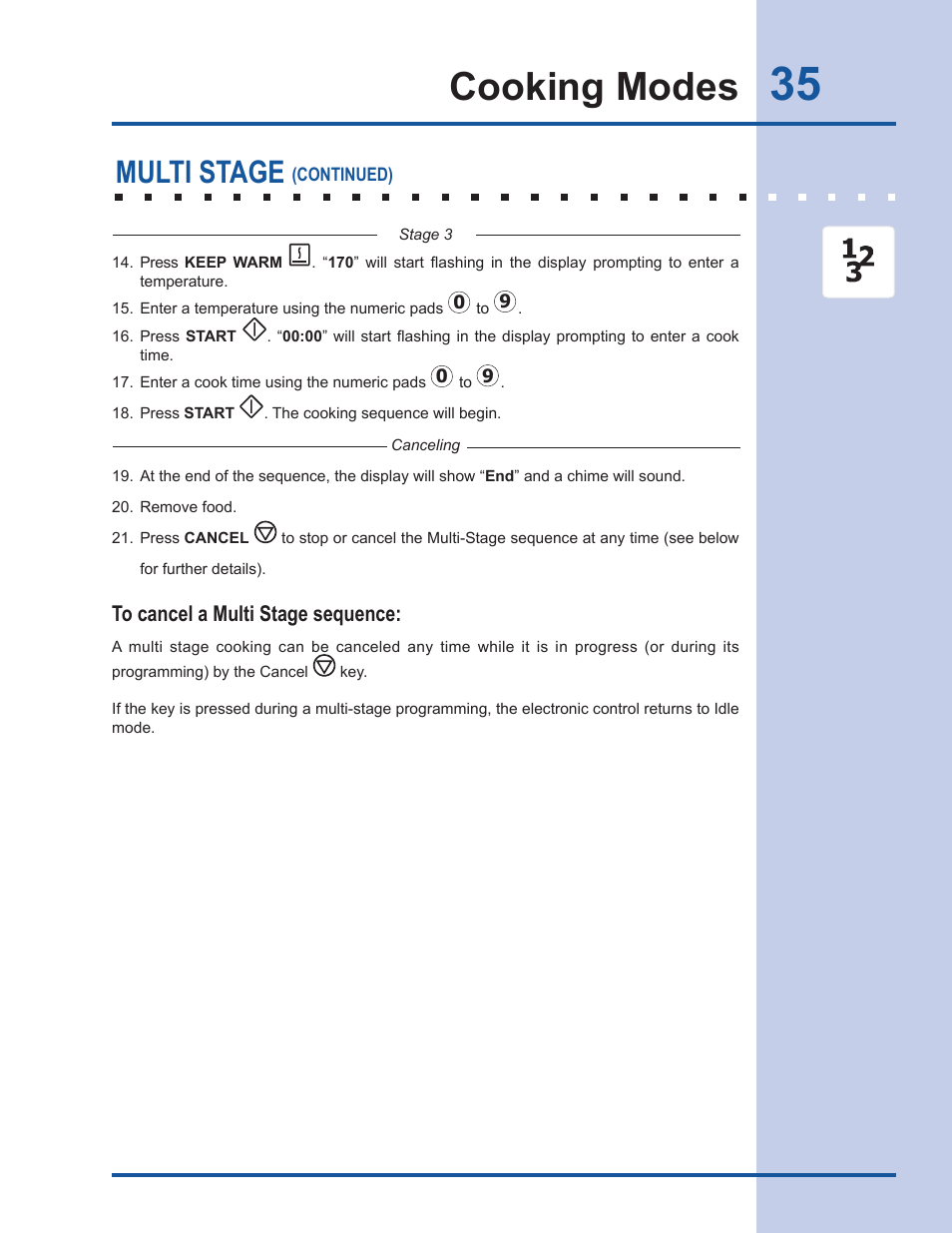 Cooking modes, Multi stage | Electrolux EW30DS65GS User Manual | Page 35 / 52