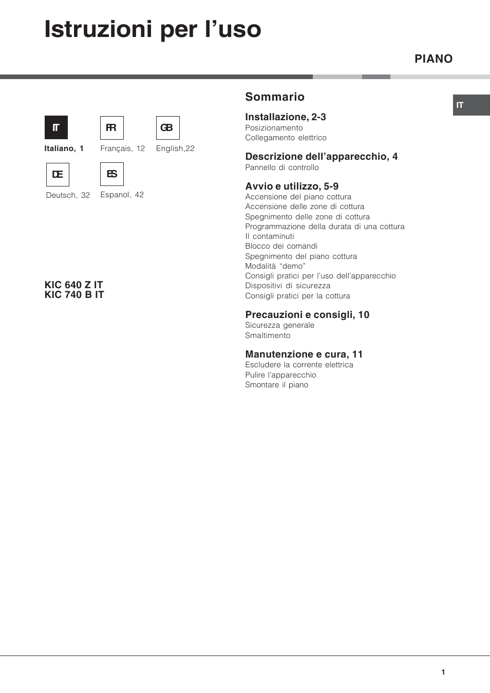 Hotpoint Ariston KIC 740 B IT User Manual | 52 pages