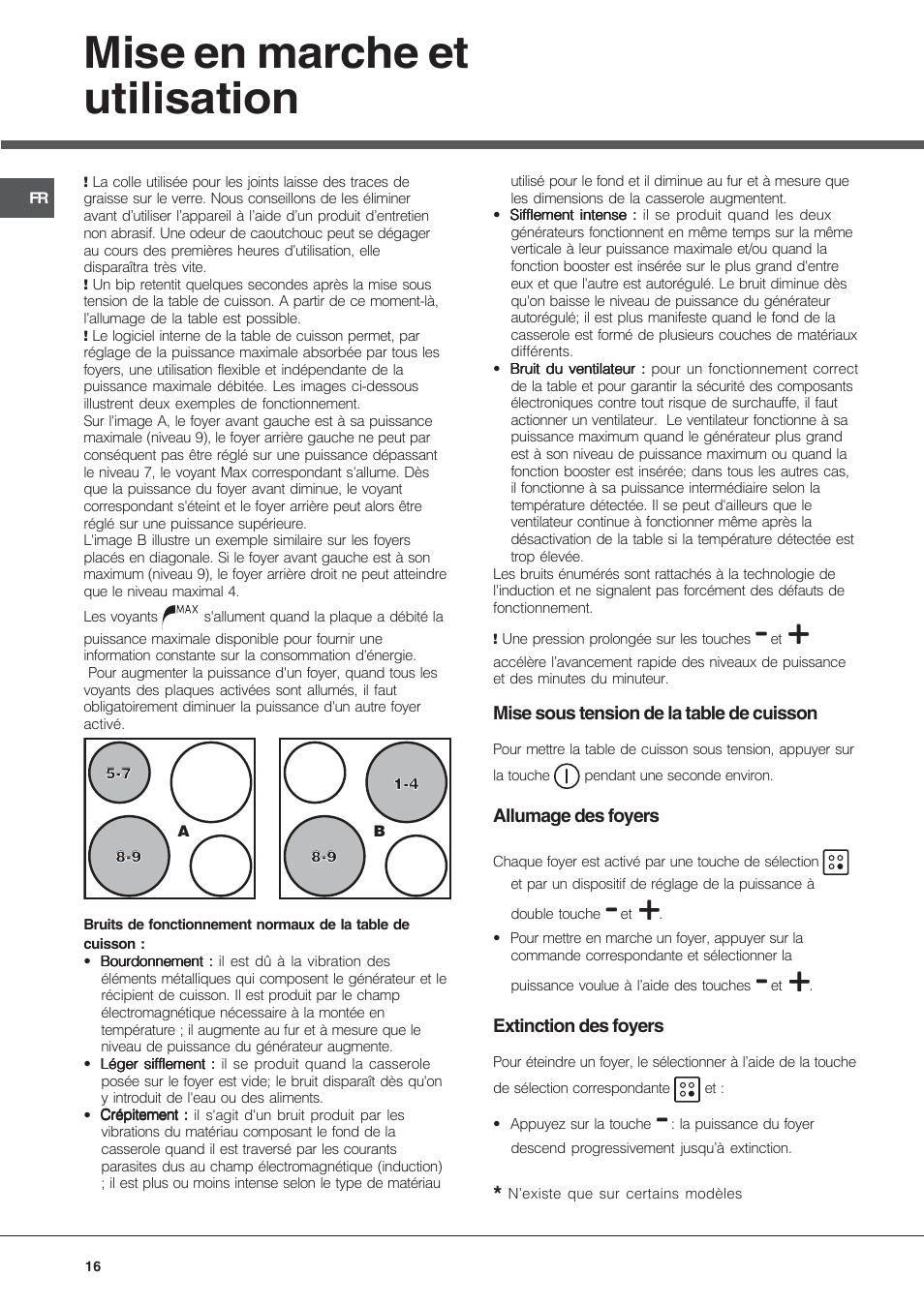 Mise en marche et utilisation | Hotpoint Ariston KIC 740 B IT User Manual | Page 16 / 52