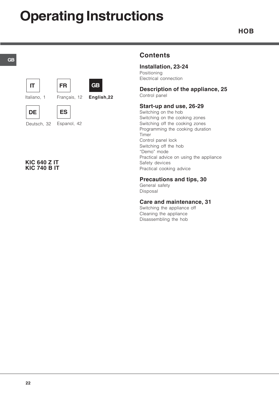 Hotpoint Ariston KIC 740 B IT User Manual | Page 22 / 52