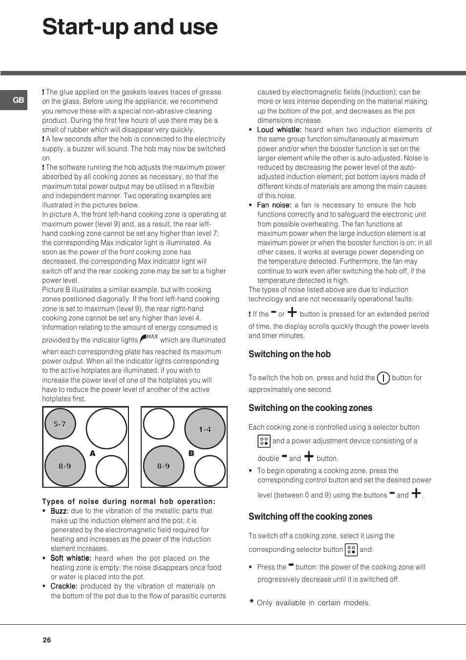 Start-up and use | Hotpoint Ariston KIC 740 B IT User Manual | Page 26 / 52