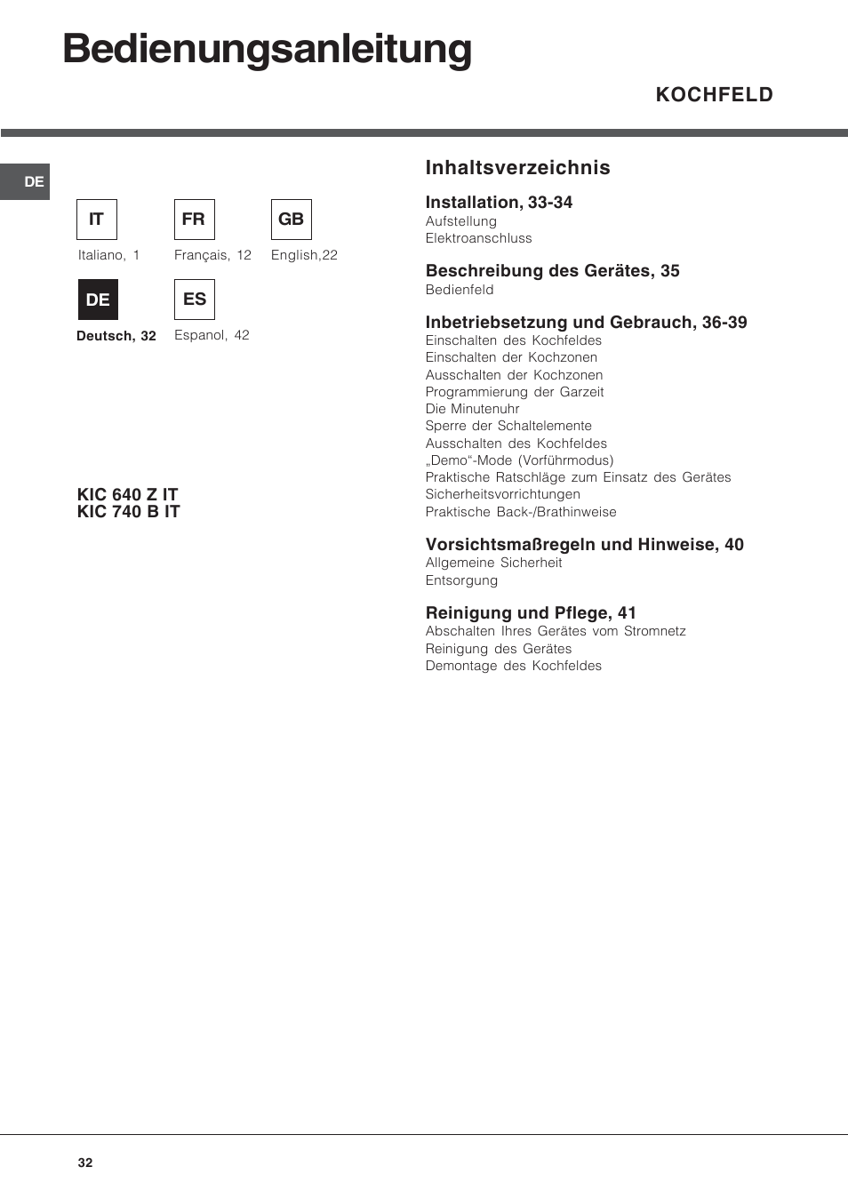 Hotpoint Ariston KIC 740 B IT User Manual | Page 32 / 52