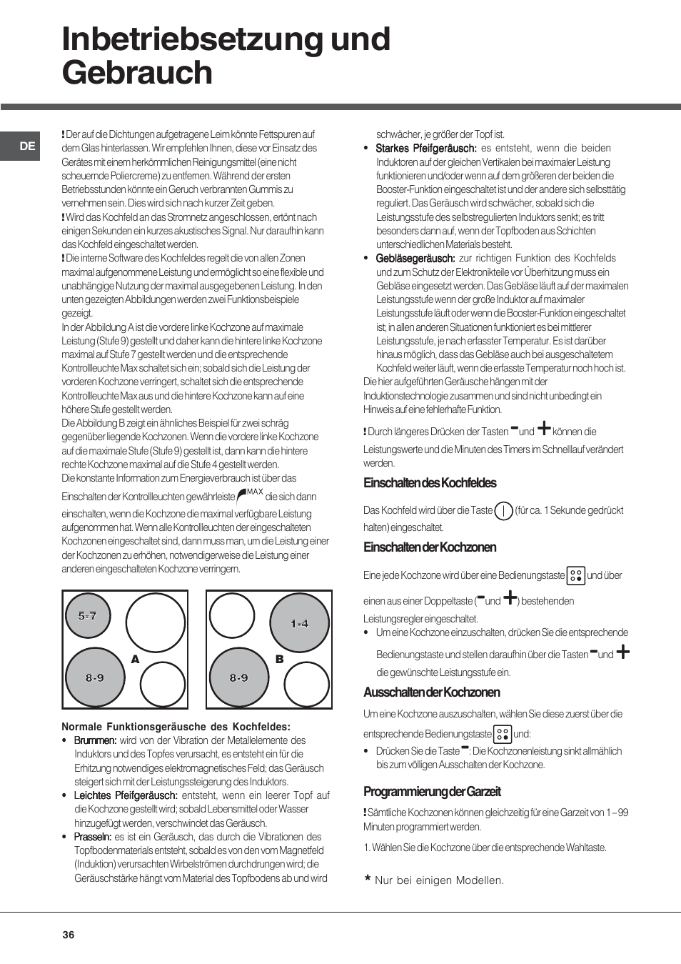 Inbetriebsetzung und gebrauch | Hotpoint Ariston KIC 740 B IT User Manual | Page 36 / 52