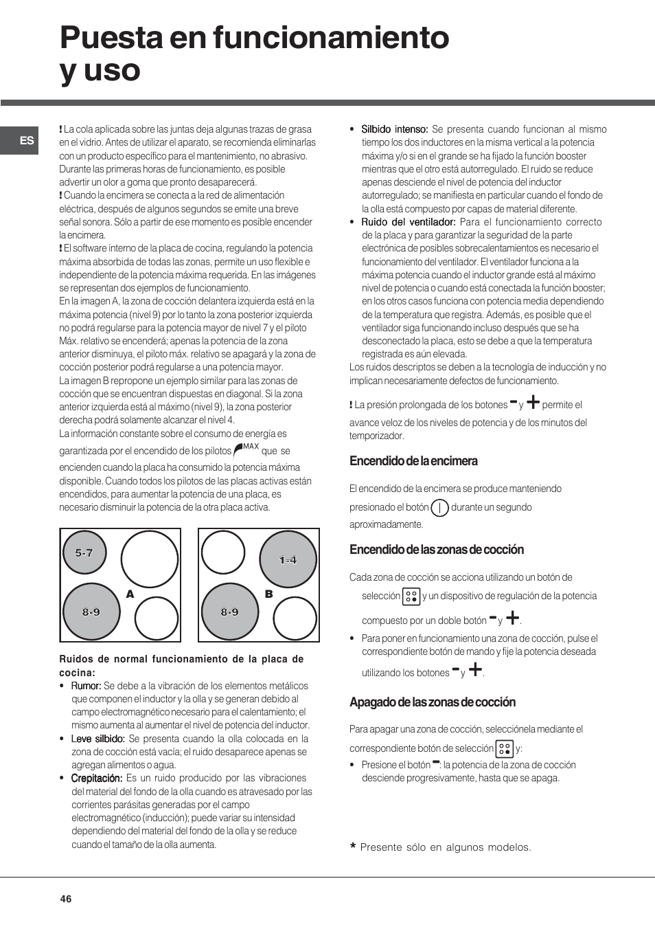 Puesta en funcionamiento y uso | Hotpoint Ariston KIC 740 B IT User Manual | Page 46 / 52