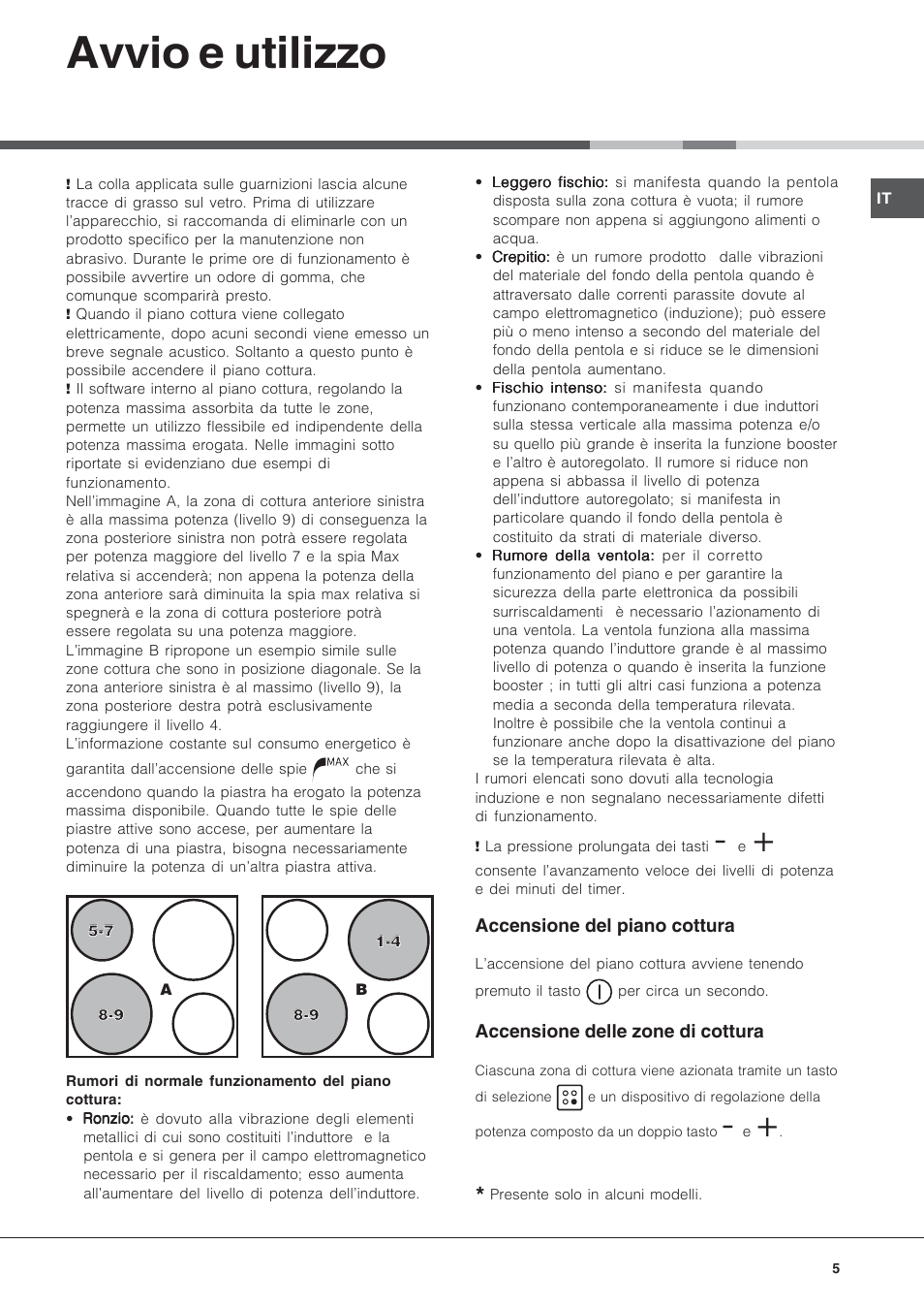 Avvio e utilizzo | Hotpoint Ariston KIC 740 B IT User Manual | Page 5 / 52