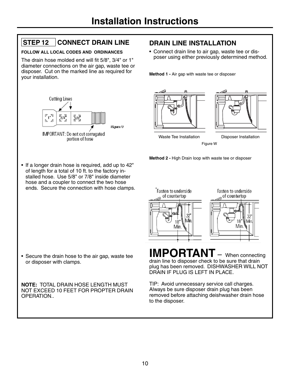 Important, Installation instructions | Electrolux EIDW1805KS User Manual | Page 10 / 12