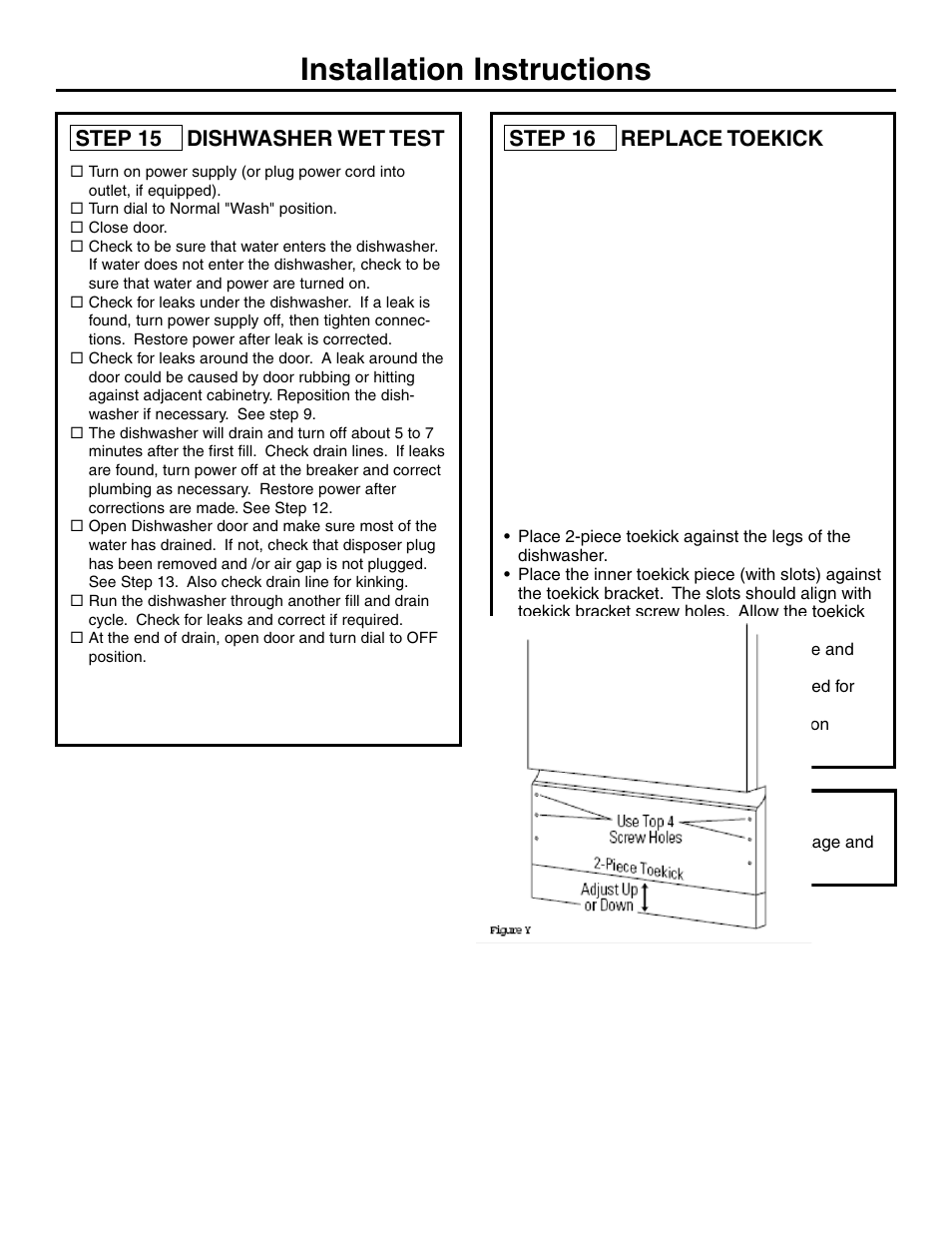 Installation instructions, Step 15 dishwasher wet test, Step 17 literature | Step 16 replace toekick | Electrolux EIDW1805KS User Manual | Page 12 / 12