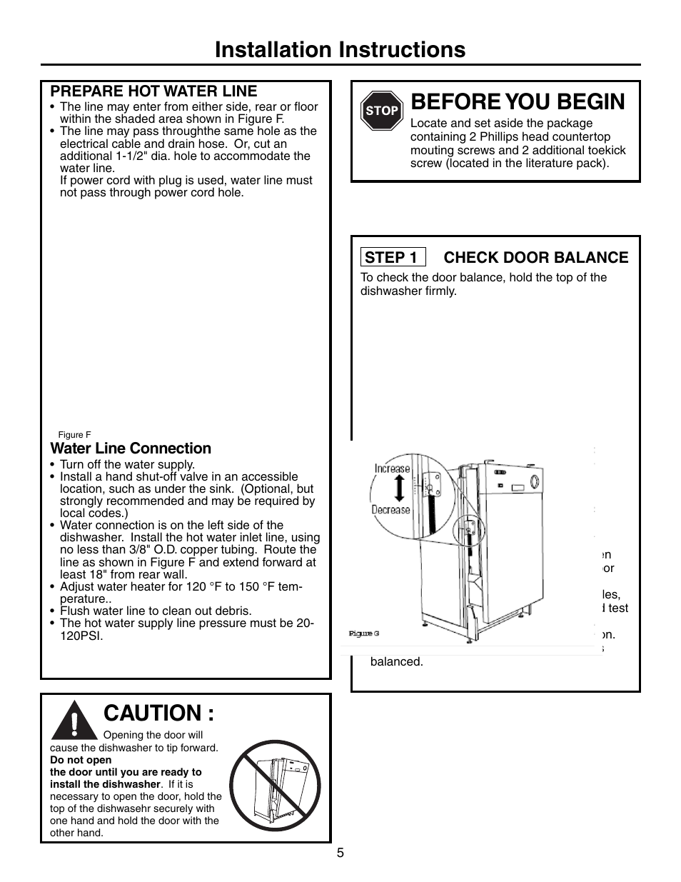 Installation instructions caution, Before you begin | Electrolux EIDW1805KS User Manual | Page 5 / 12