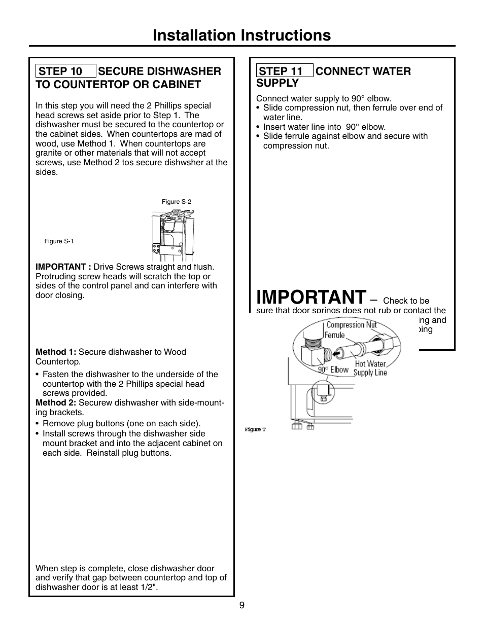 Important, Installation instructions | Electrolux EIDW1805KS User Manual | Page 9 / 12