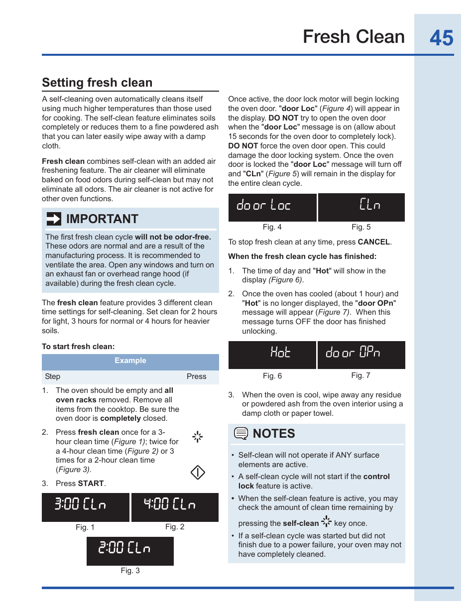 Fresh clean, Setting fresh clean, Important | Electrolux EI30EF35JS User Manual | Page 45 / 56