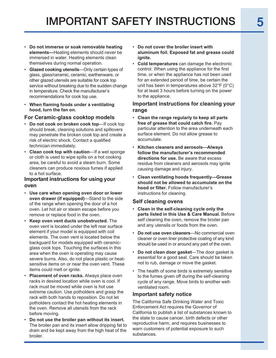 Important safety instructions | Electrolux EI30EF35JS User Manual | Page 5 / 56