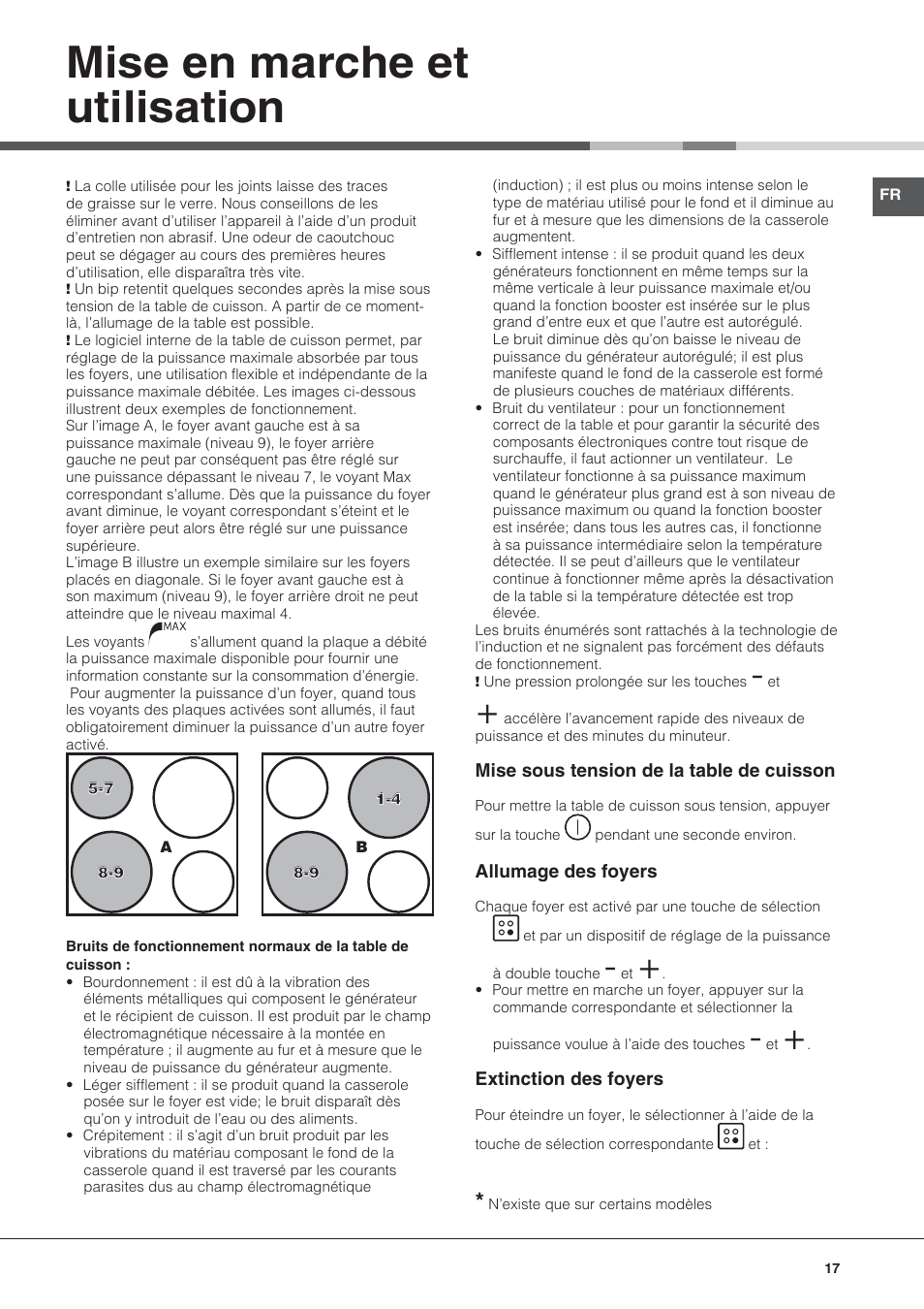 Mise en marche et utilisation | Hotpoint Ariston KIC 740 B IT User Manual | Page 17 / 80
