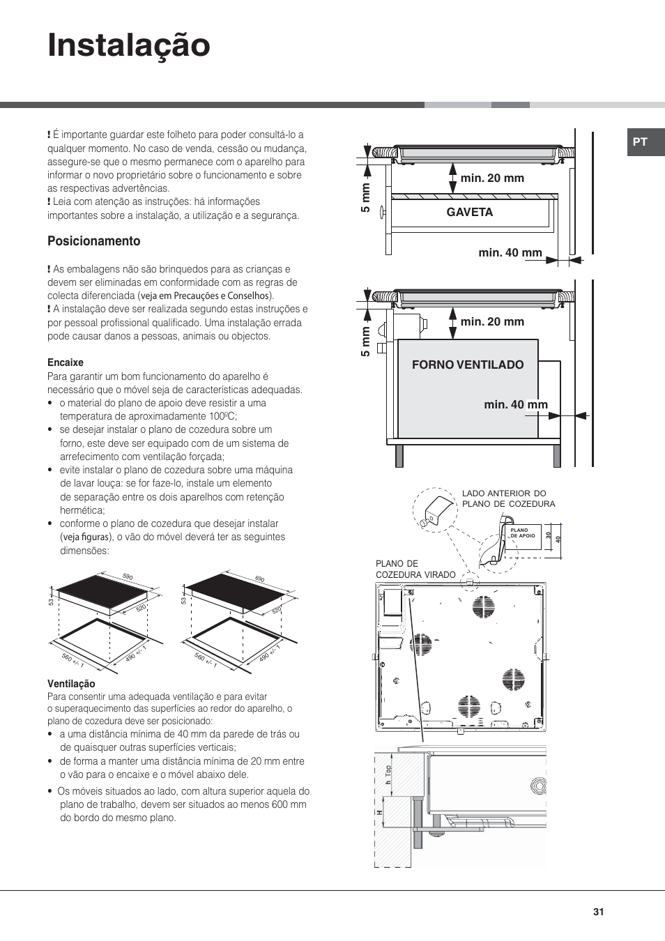 Bez nazwy-5, Instalação, Posicionamento | Hotpoint Ariston KIC 740 B IT User Manual | Page 31 / 80