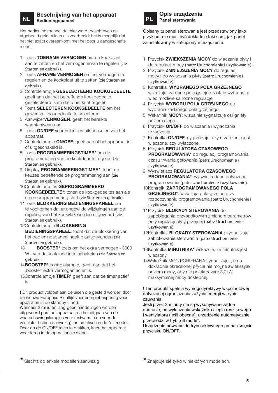 Nl pl beschrijving van het apparaat, Opis urządzenia | Hotpoint Ariston KIC 740 B IT User Manual | Page 5 / 80
