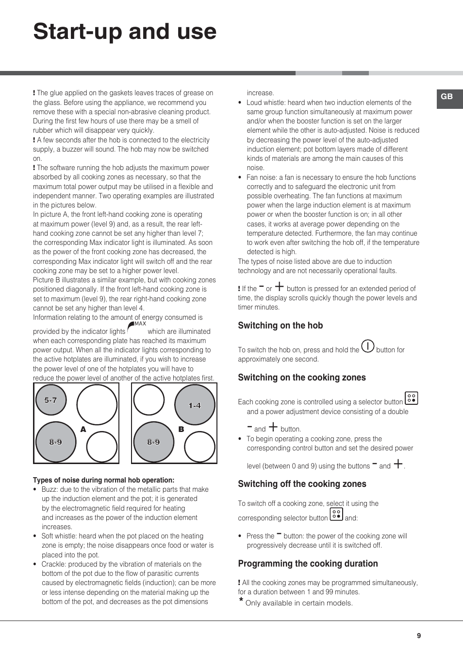 Start-up and use | Hotpoint Ariston KIC 740 B IT User Manual | Page 9 / 80