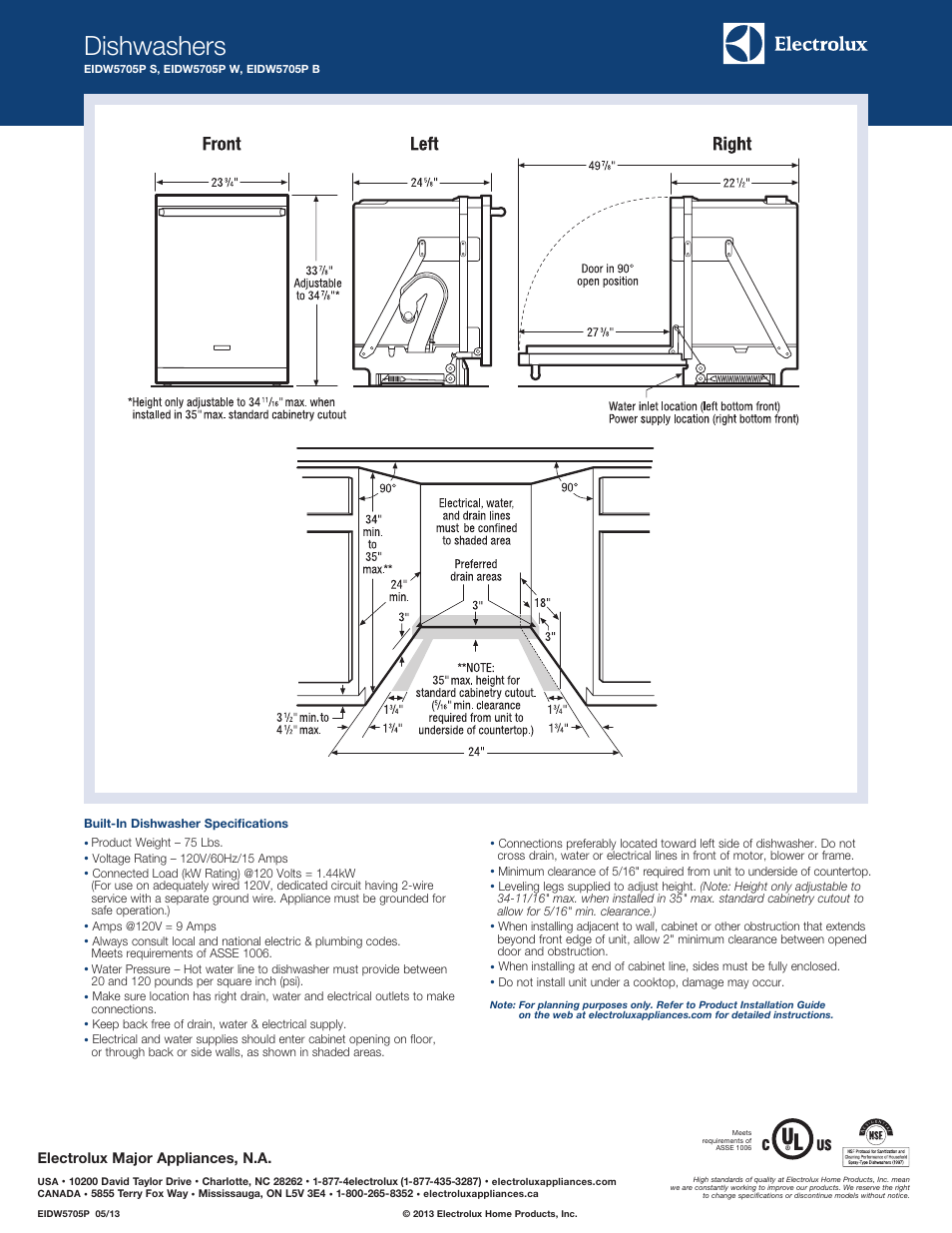 Dishwashers | Electrolux EIDW5705PB User Manual | Page 2 / 5