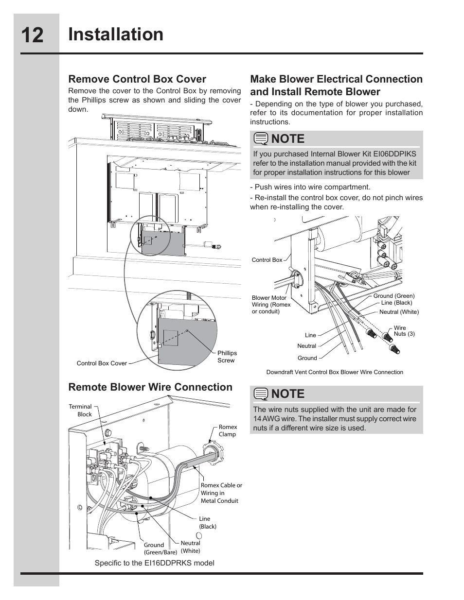 Installation, Remove control box cover | Electrolux EI30DD10KS User Manual | Page 12 / 18