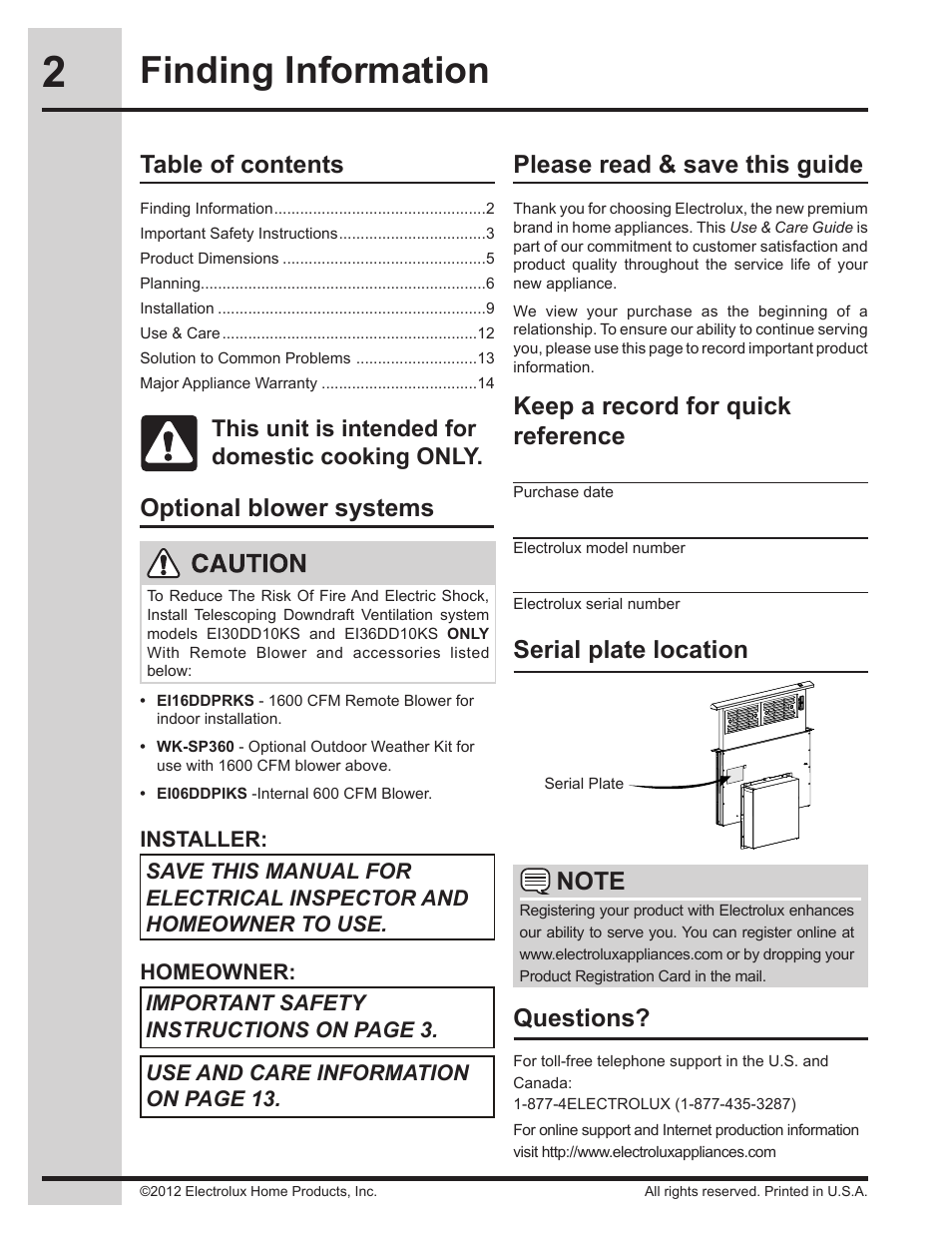 Electrolux EI30DD10KS User Manual | Page 2 / 18