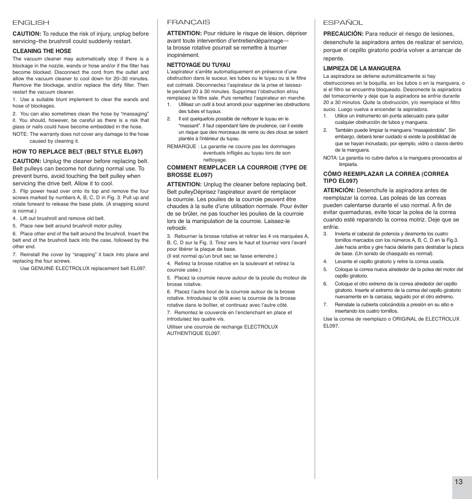 Electrolux EL7066A User Manual | Page 13 / 16