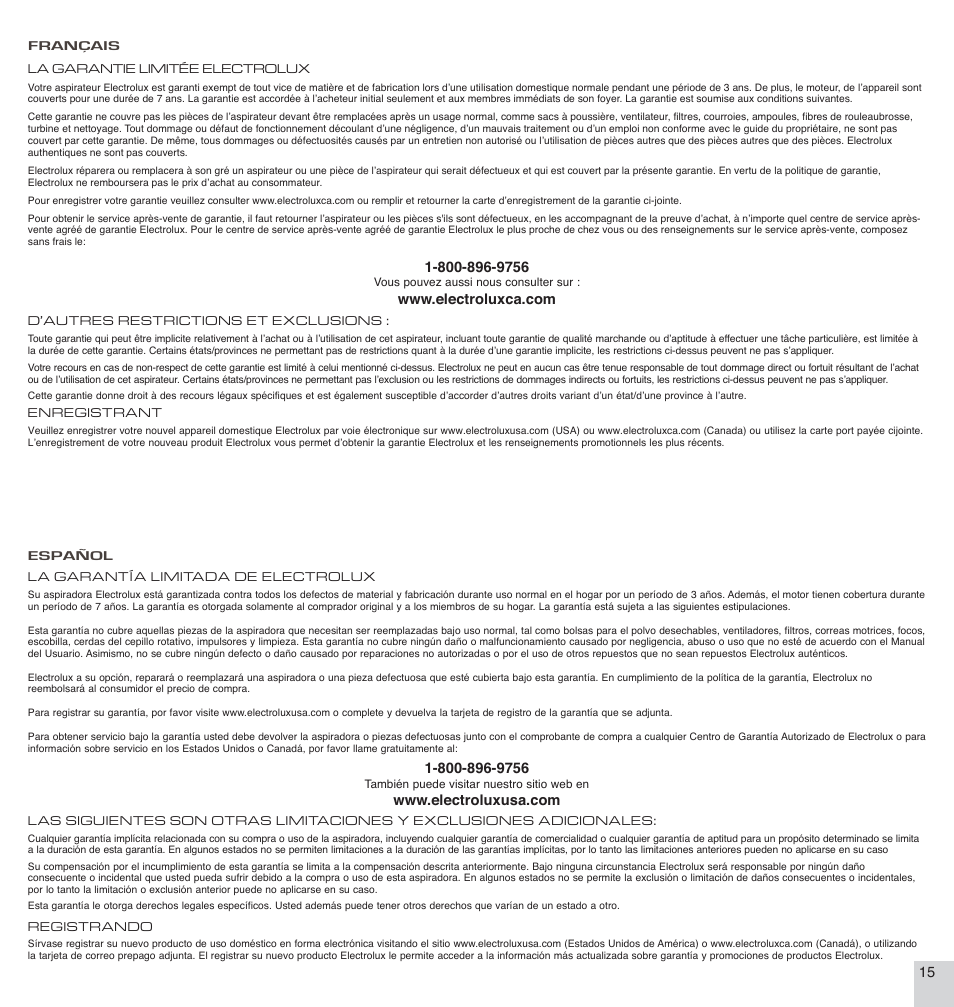Electrolux EL7066A User Manual | Page 15 / 16
