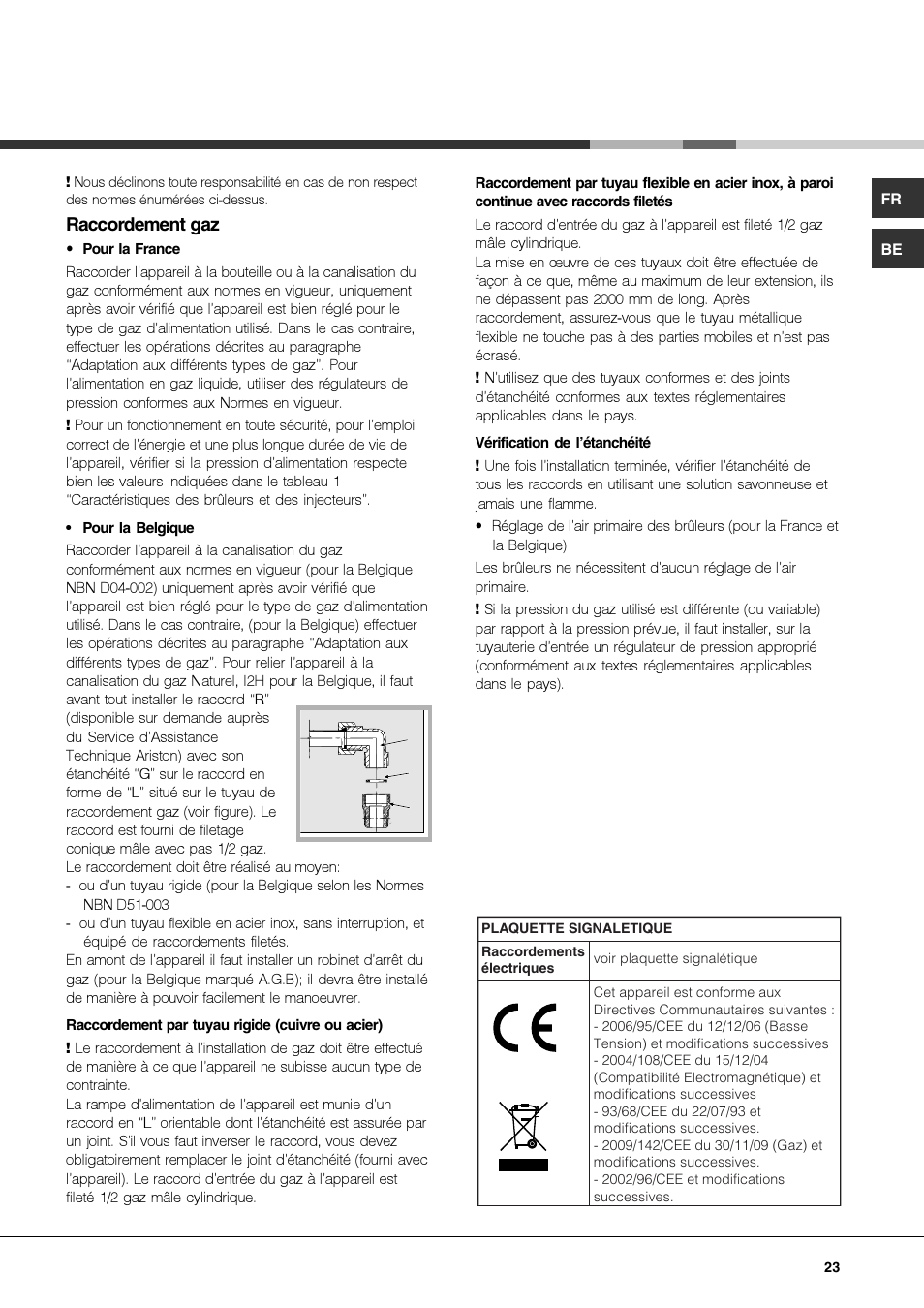 Raccordement gaz | Hotpoint Ariston PKQ 644 D GH (K)-HA User Manual | Page 23 / 80