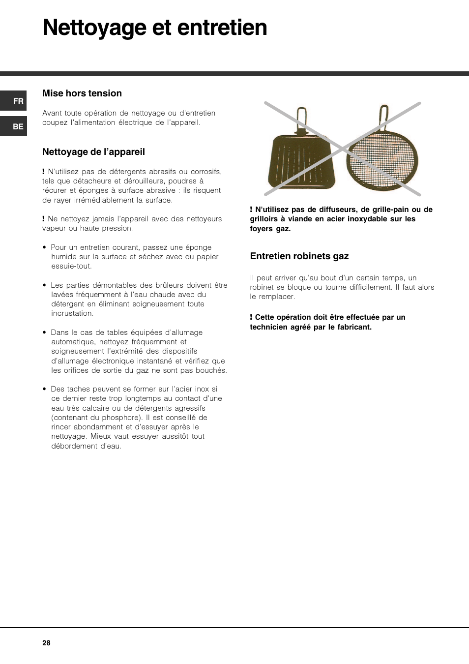 Nettoyage et entretien | Hotpoint Ariston PKQ 644 D GH (K)-HA User Manual | Page 28 / 80