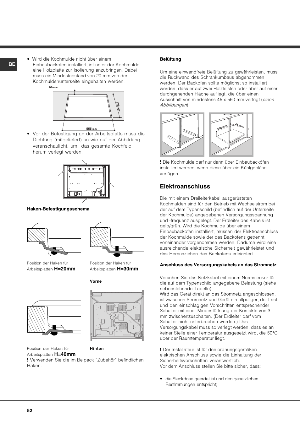 Elektroanschluss | Hotpoint Ariston PKQ 644 D GH (K)-HA User Manual | Page 52 / 80