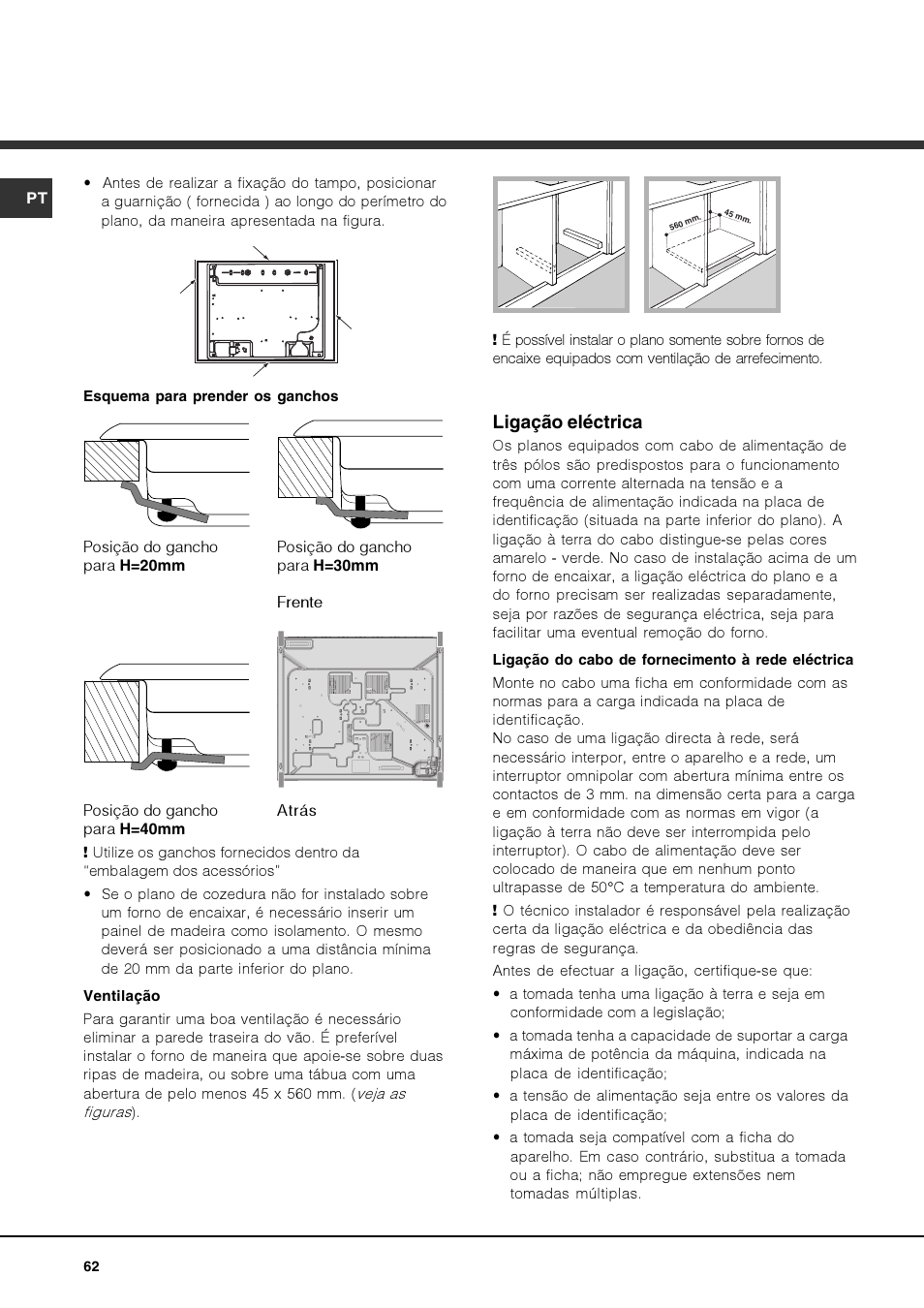 Ligação eléctrica | Hotpoint Ariston PKQ 644 D GH (K)-HA User Manual | Page 62 / 80