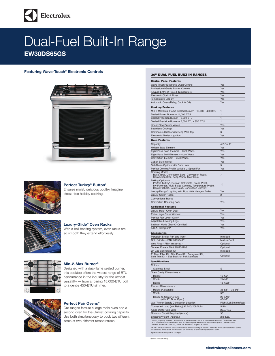 Electrolux EW30DS65GS User Manual | 2 pages