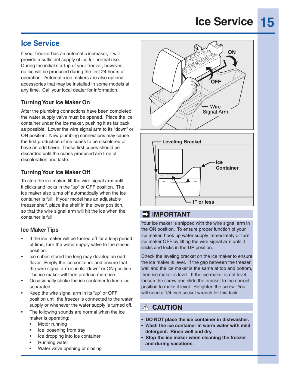 Ice service | Electrolux EI32AF65JS User Manual | Page 15 / 22