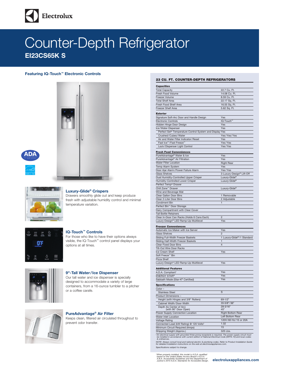 Electrolux EI23CS65KS User Manual | 2 pages