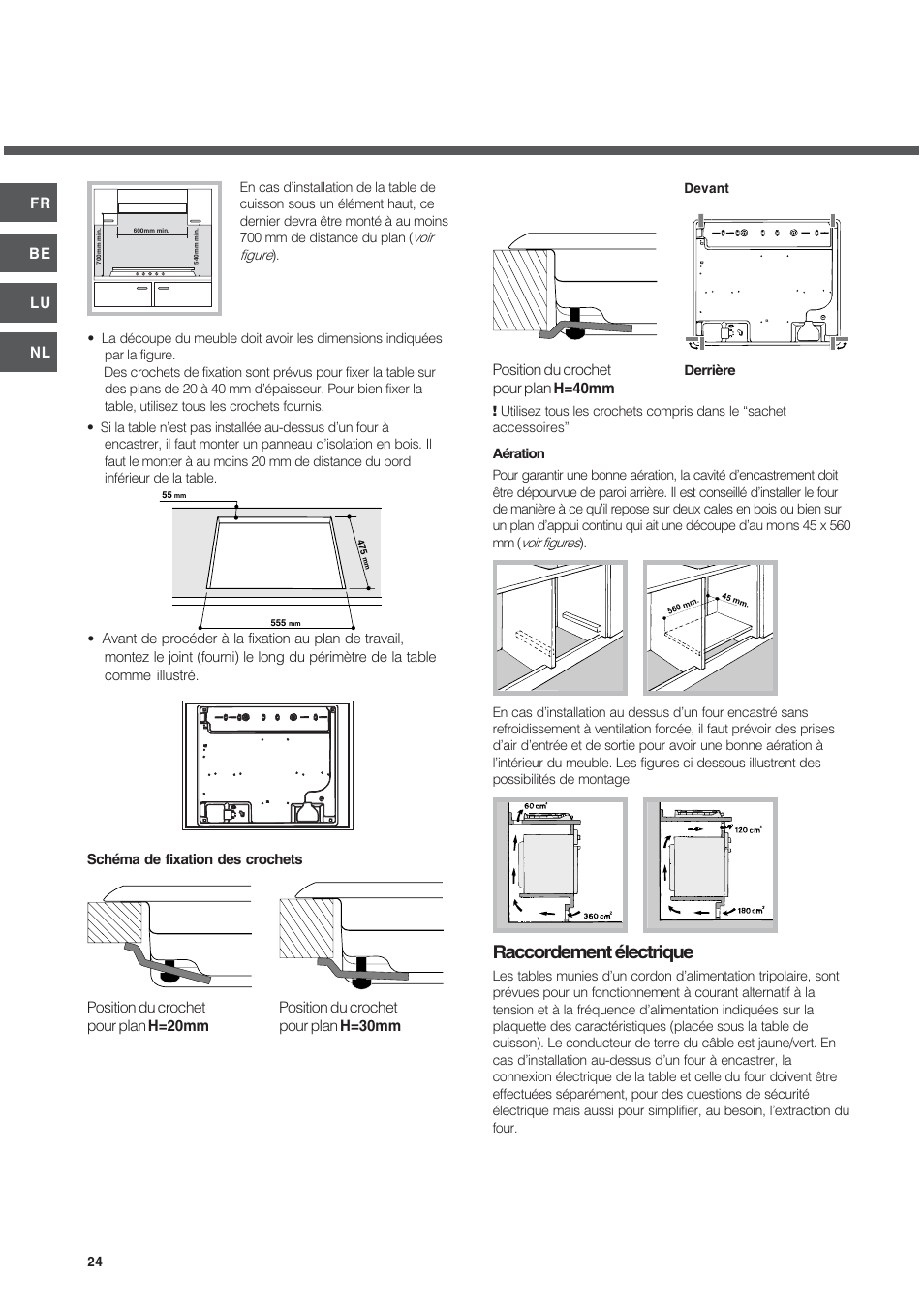 Raccordement électrique | Hotpoint Ariston TD 640 S (ICE) IX-HA User Manual | Page 24 / 56