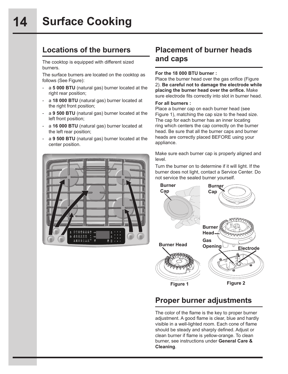 Surface cooking | Electrolux EW30GS75KS User Manual | Page 14 / 56