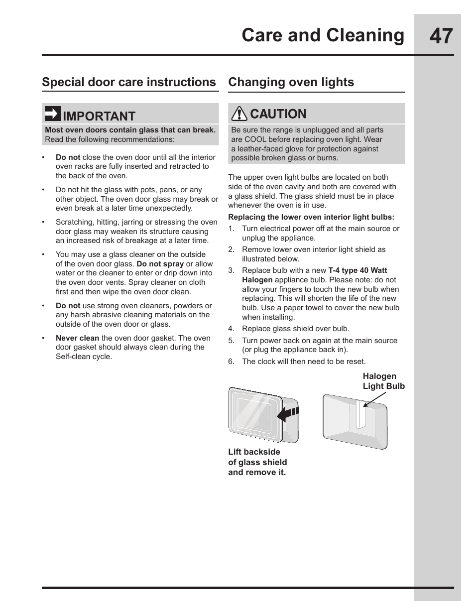 Care and cleaning, Important | Electrolux EW30GS75KS User Manual | Page 47 / 56