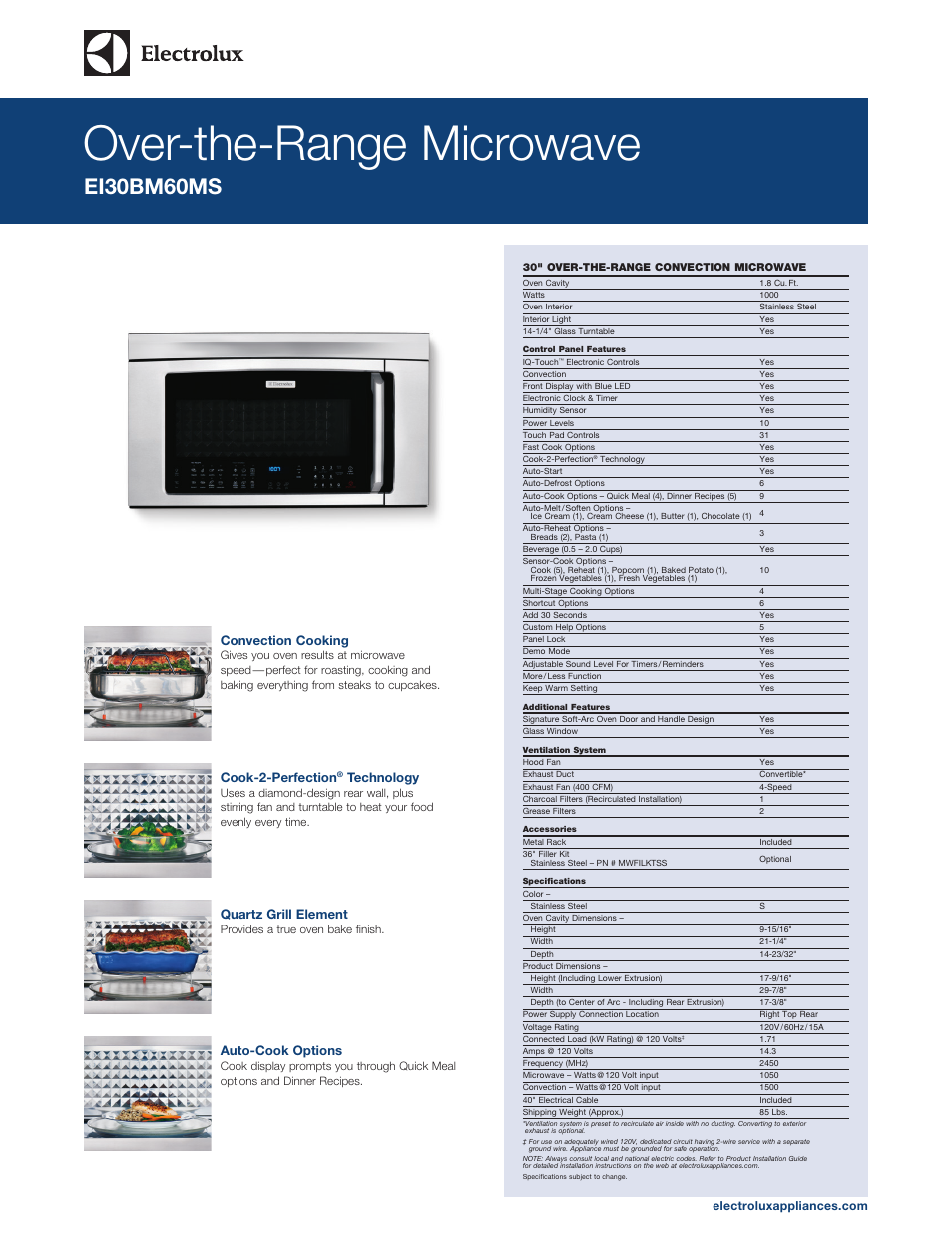 Electrolux EI30BM60MS User Manual | 2 pages