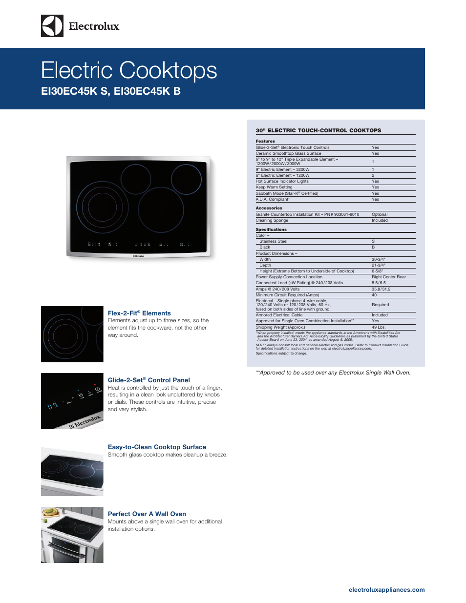 Electrolux EI30EC45KB User Manual | 3 pages