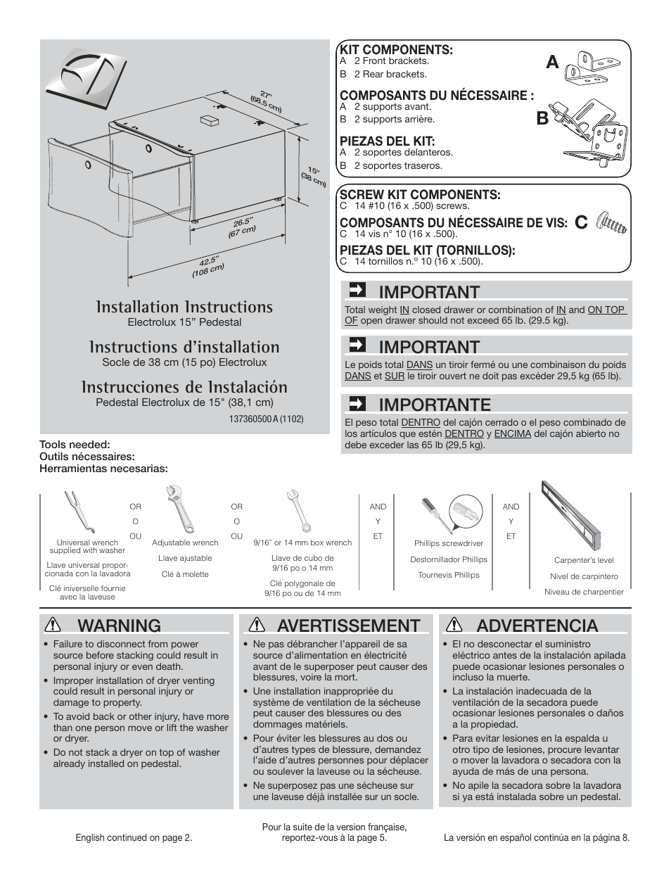Electrolux EPWD15IW User Manual | 12 pages